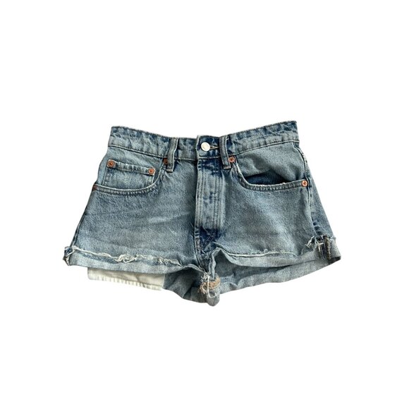 ZARA Women's Denim Blue Cutoff Shorts Size US 2 - Picture 6 of 6